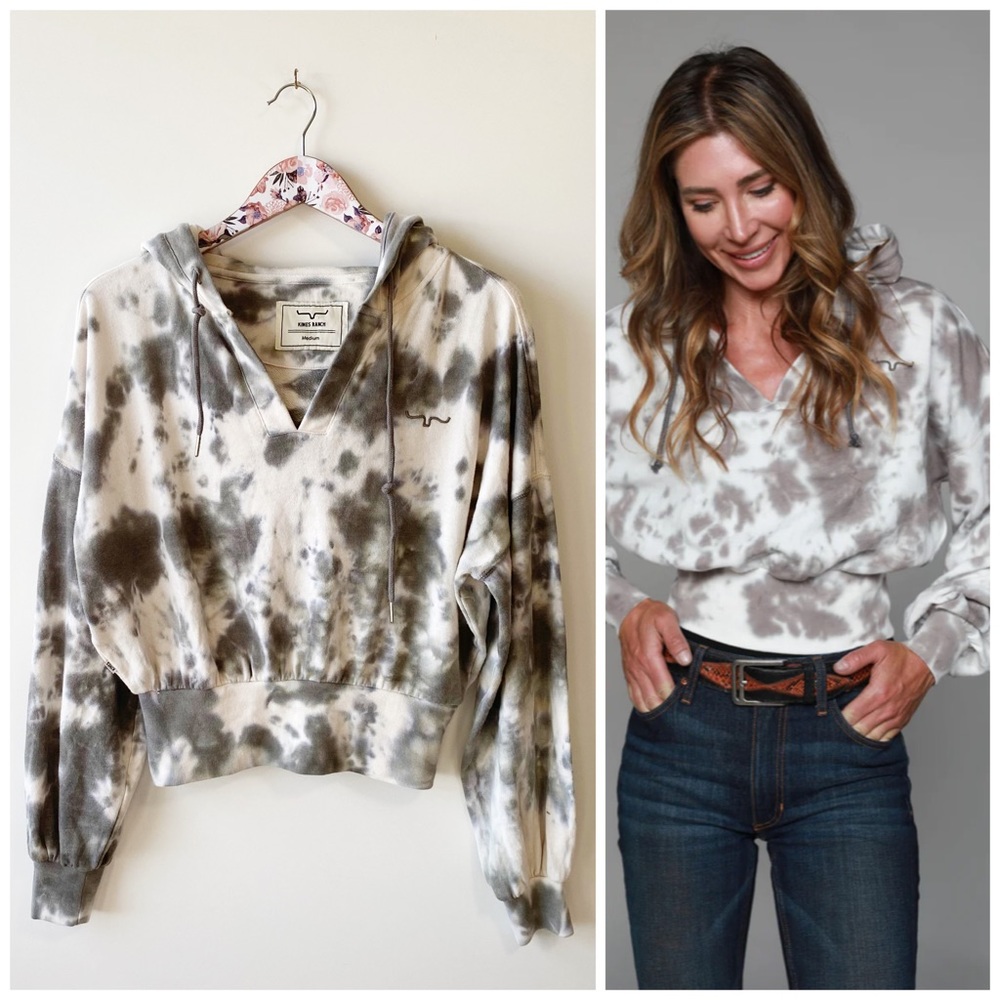 KIMES Monterey Hoodie! Gray Women’s Medium Tie Dye Crop